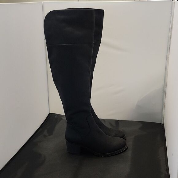 SO BY KOHL'S EXTRA WIDE CALF STACKED HEEL OVER THE KNEE BOOTS - Picture 2 of 14